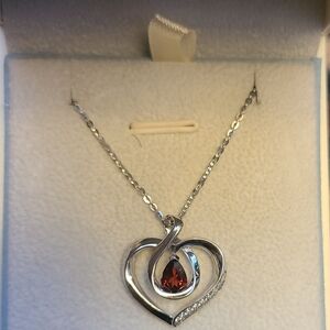 White Gold Garnet with Diamonds Necklace